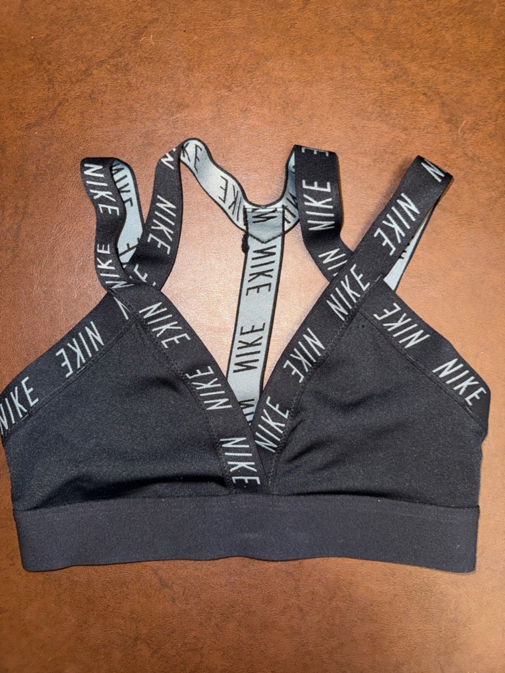 Nike Black Logo-Strap Crossback Sports Bra